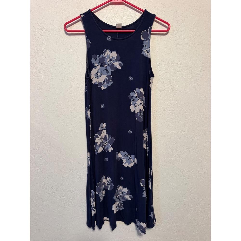 Old Navy Womens Sleeveless Floral Swing Dress Navy Blue XS Mini Tank Dress
